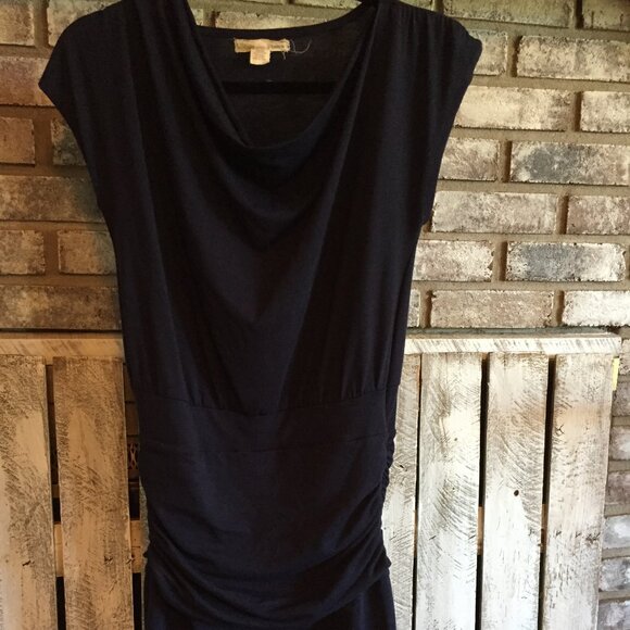 Navy Blue Dress with Ruching - Picture 1 of 7